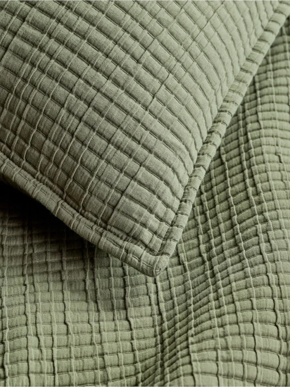 Quince Olive Ribbed Coverlet Set